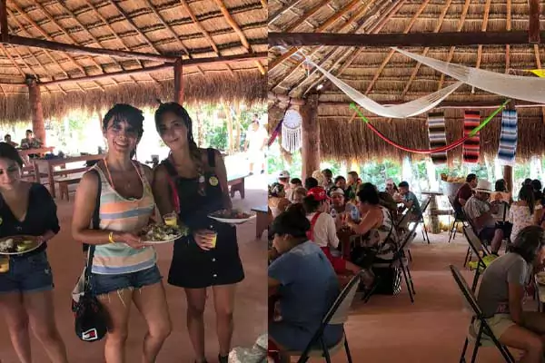 restaurante con palapa techada y area abierta en tulum