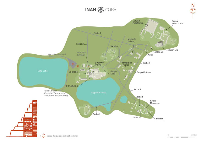 Mapa de la zona de Cobá